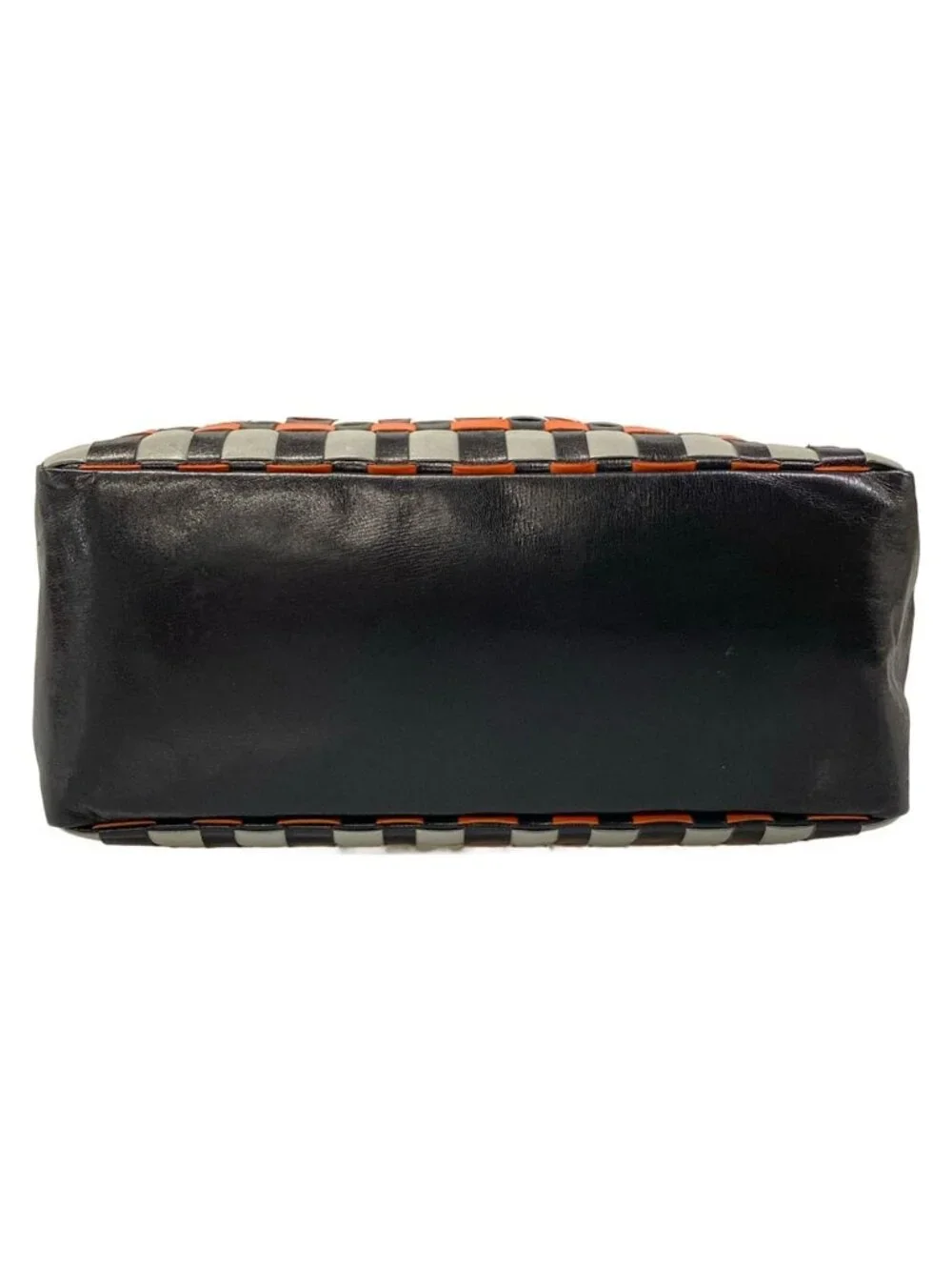 Miu Miu Shoulder Bag Black Gray Orange Braided Leather